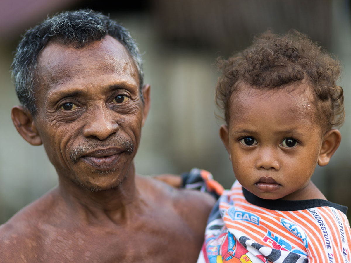 Father holding child